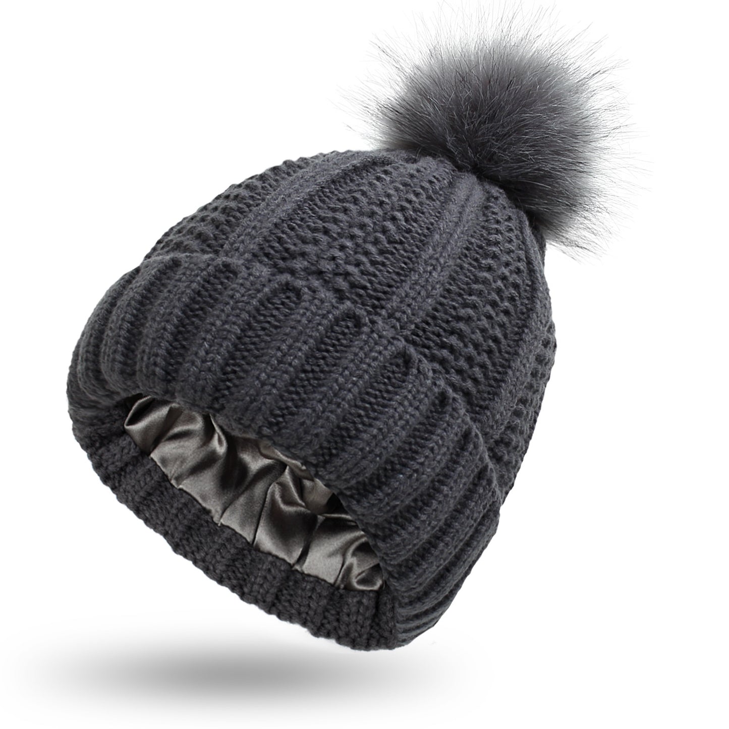 Aria – Winter Knitted Faux Fur Pom Pom Beanie Hat