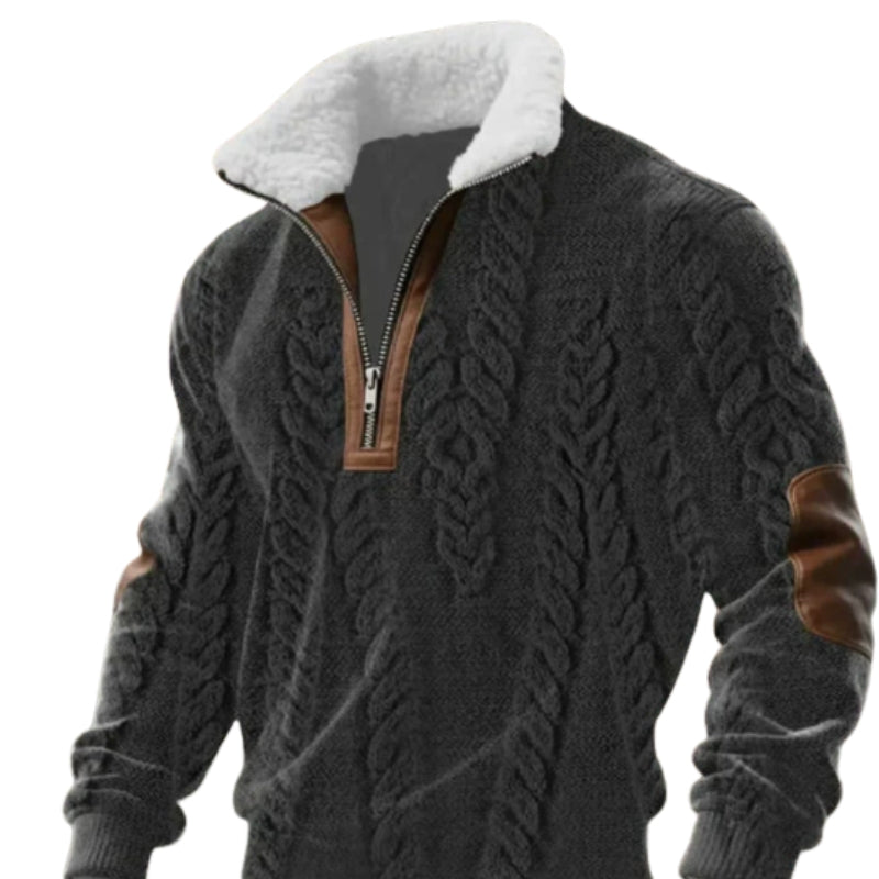 Miles | Zip Casual Hoodie with Suede Collar