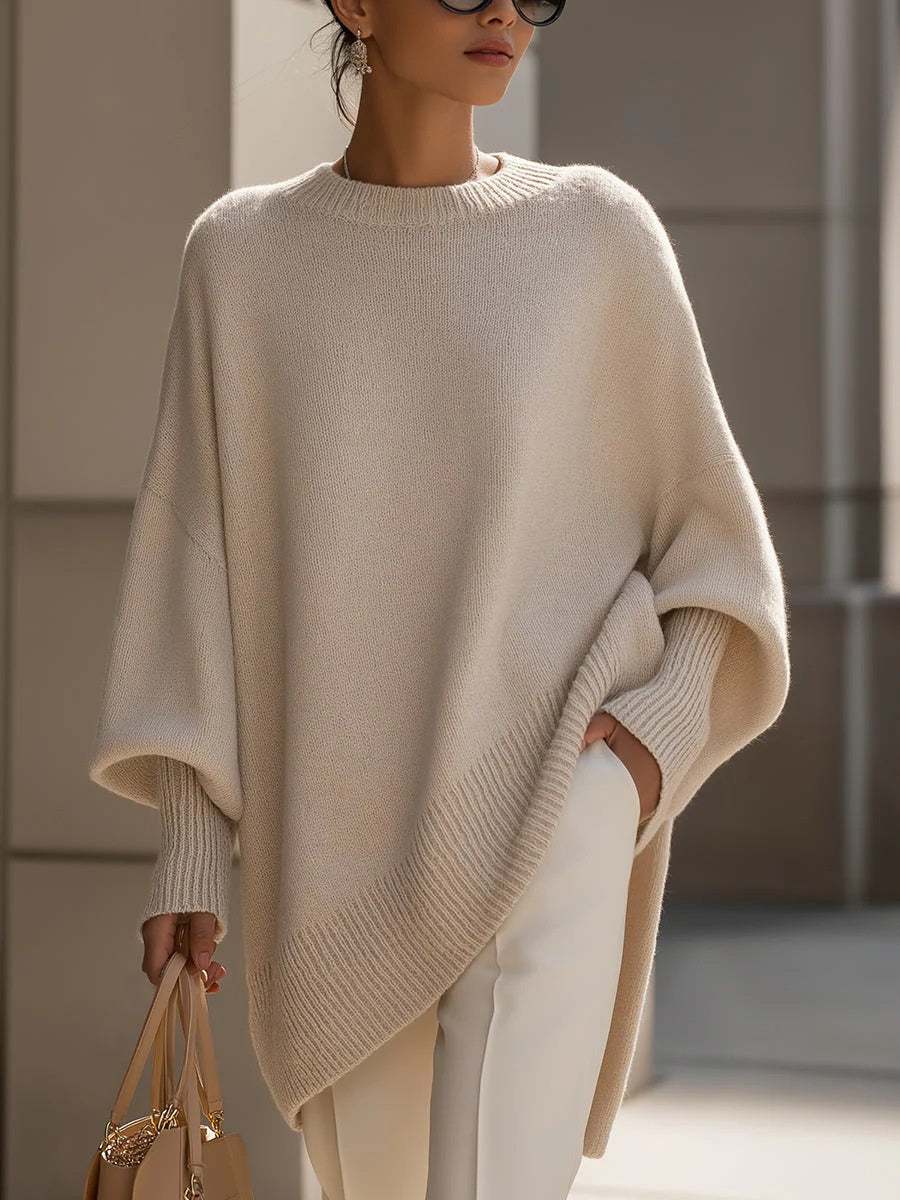 Mira – Thick Round-Neck Loose Knit Pullover Sweater