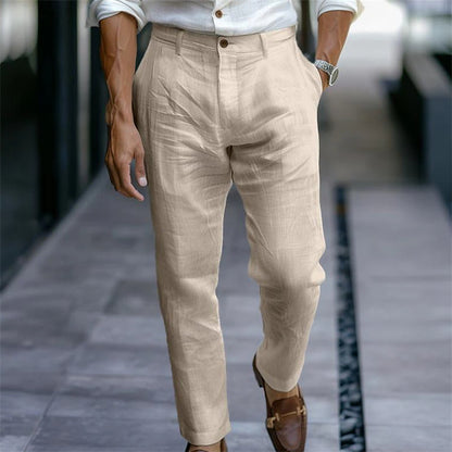 Oliver – Men’s Linen Solid-Color Casual Trousers