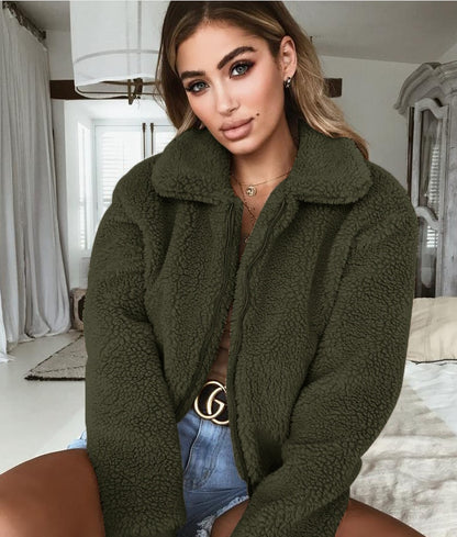 Nova – Plush Velvet Lapel Short Jacket Cardigan