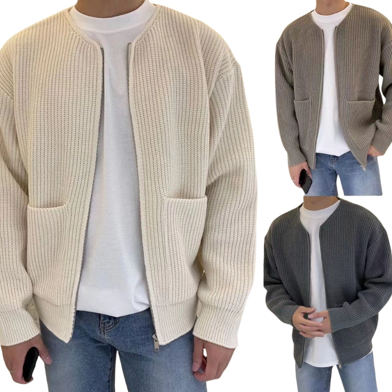 Arthur | Zip-Up Knitted Cardigan with Funnel Neck