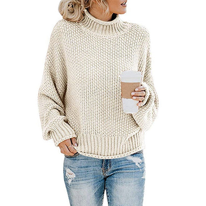 Noelle – Solid Turtleneck Knit Pullover Sweater