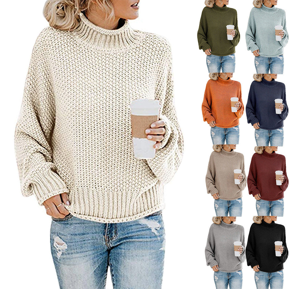 Noelle – Solid Turtleneck Knit Pullover Sweater