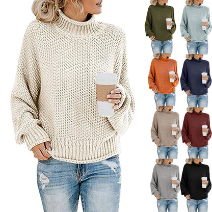 Noelle – Solid Turtleneck Knit Pullover Sweater