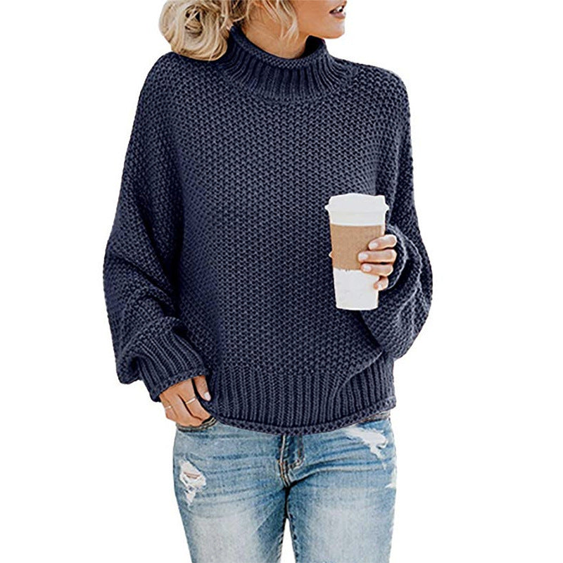 Noelle – Solid Turtleneck Knit Pullover Sweater