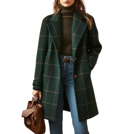Maeve | Plaid Mid-Length Lapel Jacket