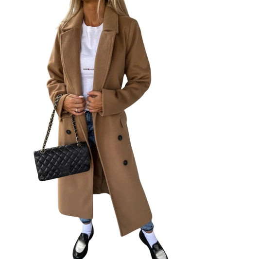 Clara | Double-Breasted Belted Long Coat