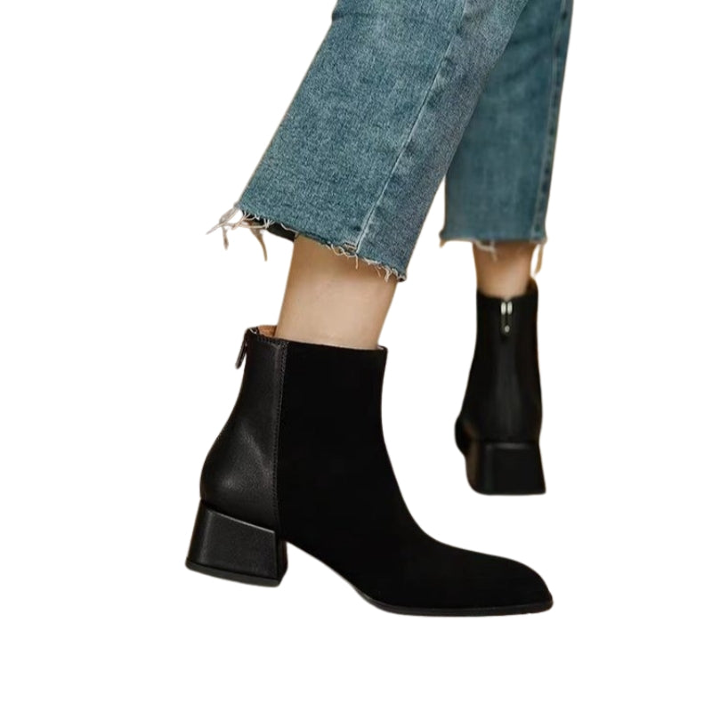 Margot | Suede Mid-Heel Ankle Boots