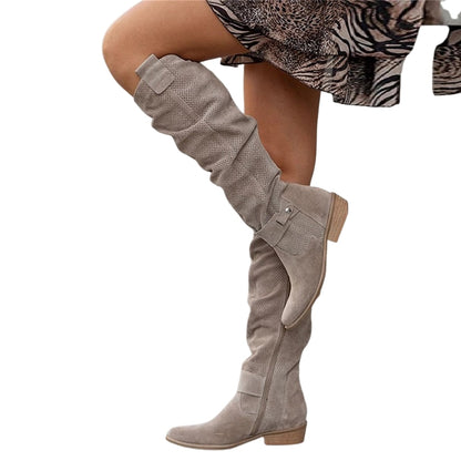 Flora | Side-Zip Suede High Boots