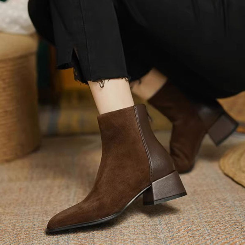 Margot – Suede Mid-Heel Retro Martin Boots for Women