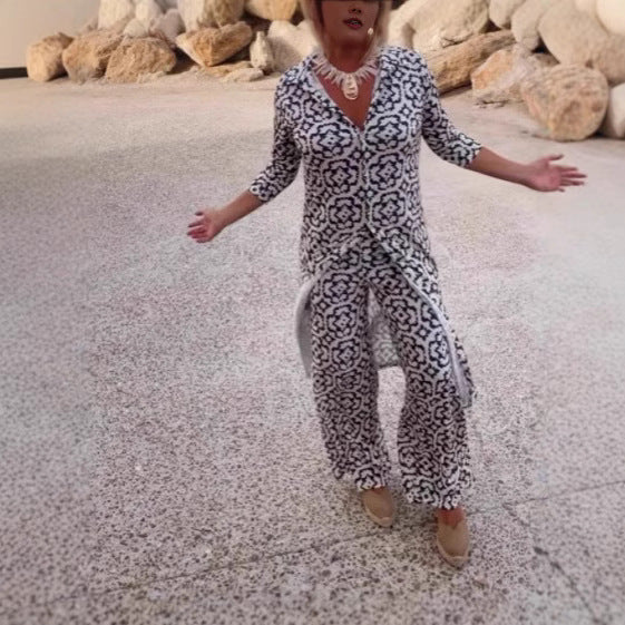 Sorelle | Retro Printed Button Suit