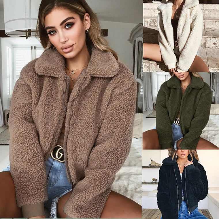 Nova – Plush Velvet Lapel Short Jacket Cardigan