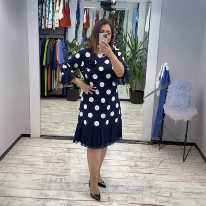 Isolde | Polka Dot Pleated Midi Dress