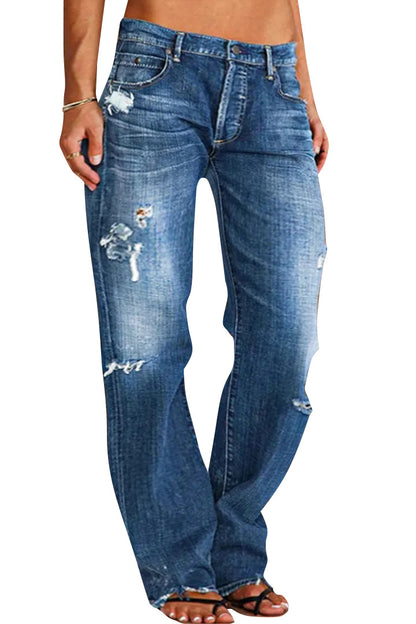 Ryder – Loose Wide-Leg Retro Washed Ripped Denim Trousers