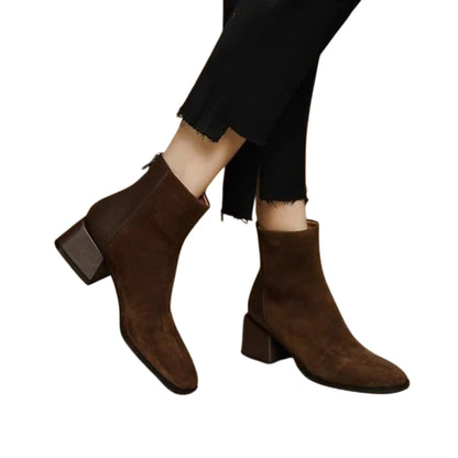 Margot | Suede Mid-Heel Ankle Boots