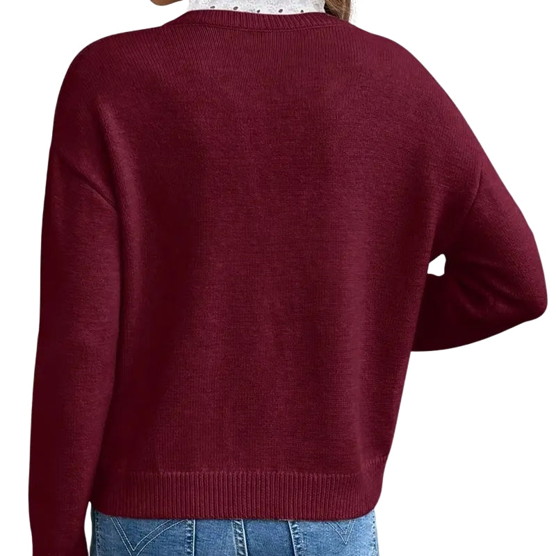 Elena | Lace V-Neck Knit Sweater