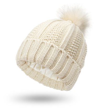 Aria – Winter Knitted Faux Fur Pom Pom Beanie Hat