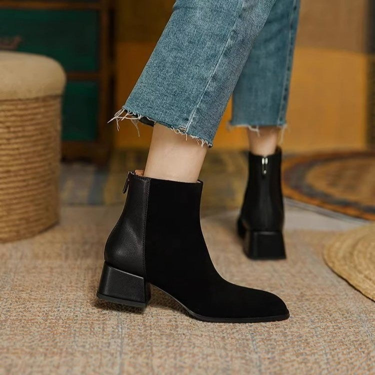 Margot – Suede Mid-Heel Retro Martin Boots for Women