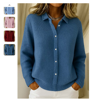 Luna – Women’s Button-Up Knitted Lapel Cardigan Sweater