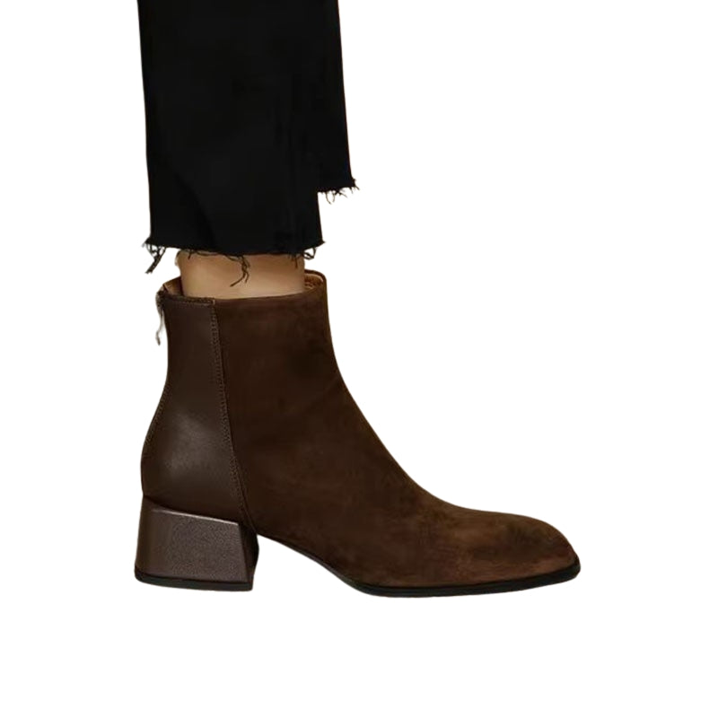 Margot | Suede Mid-Heel Ankle Boots