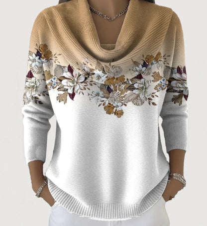 Elowen | Floral Cowl-Neck Knit Pullover