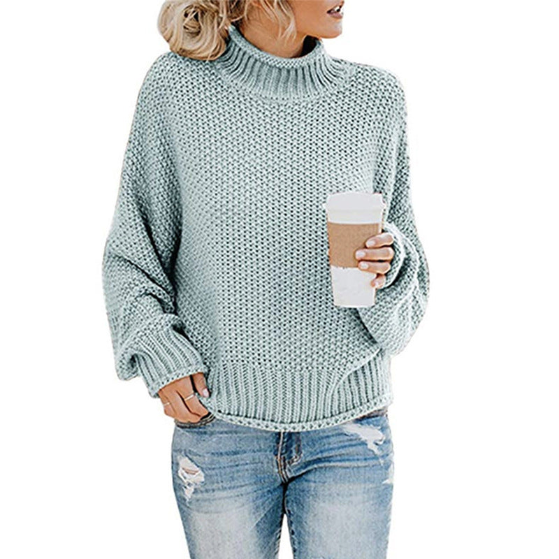 Noelle – Solid Turtleneck Knit Pullover Sweater