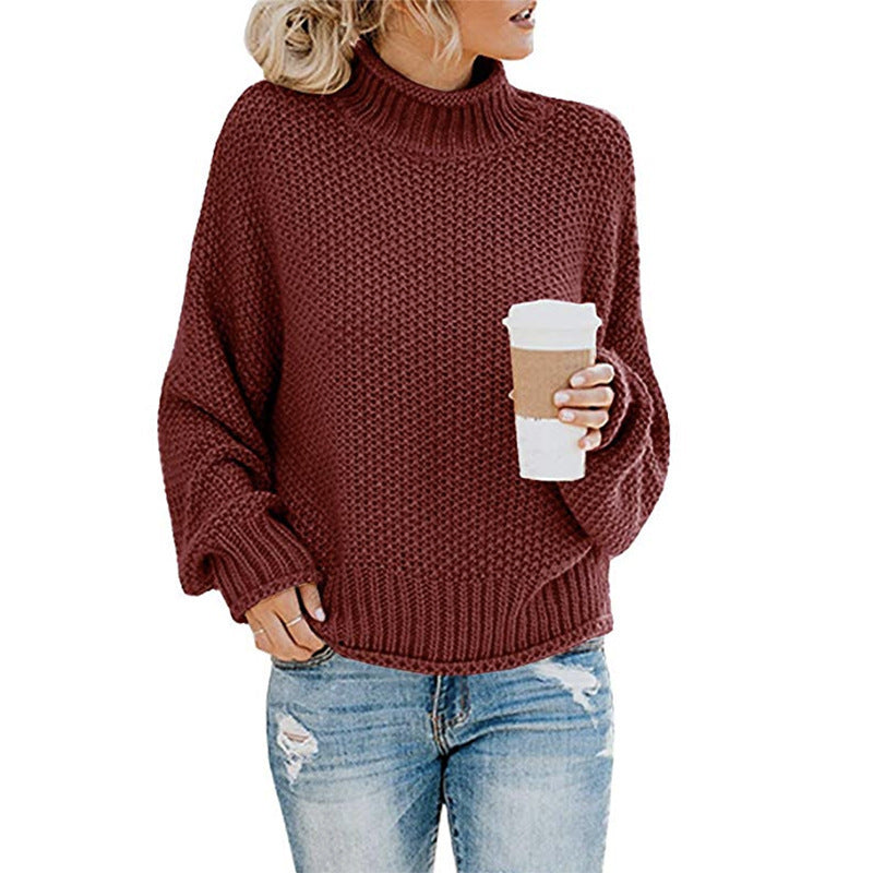 Noelle – Solid Turtleneck Knit Pullover Sweater