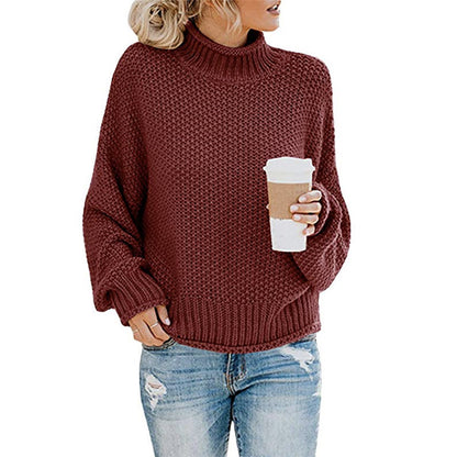 Noelle – Solid Turtleneck Knit Pullover Sweater