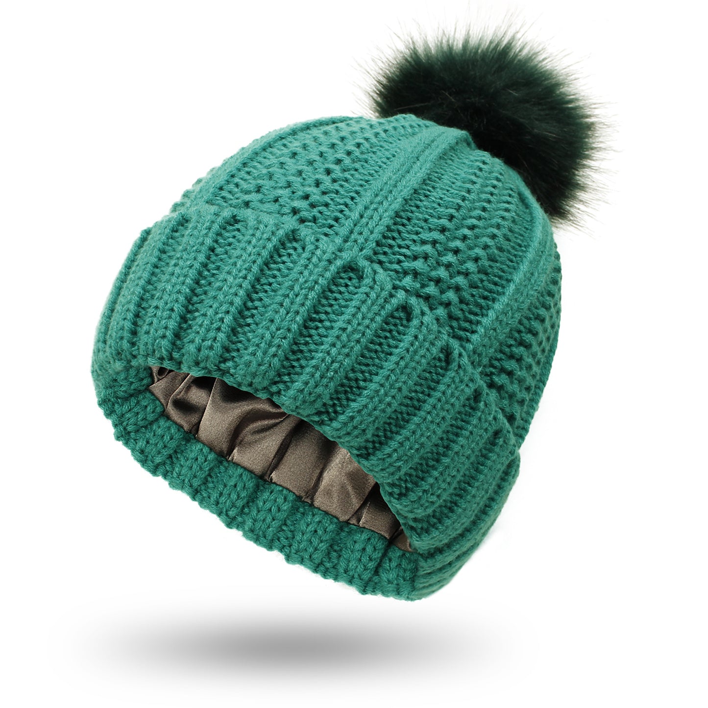 Aria – Winter Knitted Faux Fur Pom Pom Beanie Hat
