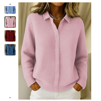 Luna – Women’s Button-Up Knitted Lapel Cardigan Sweater