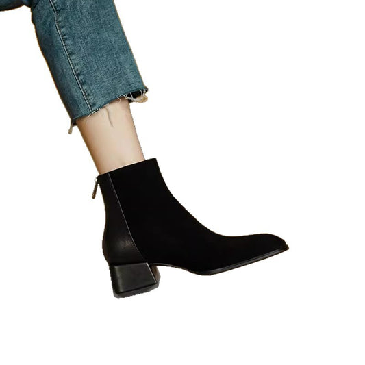 Margot | Suede Mid-Heel Ankle Boots