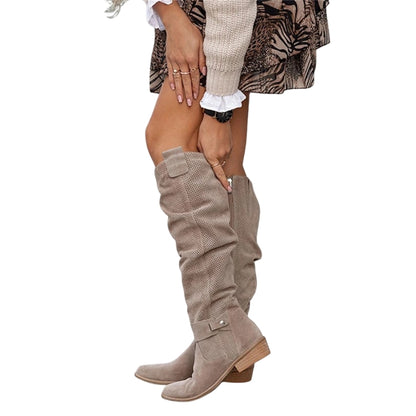 Flora | Side-Zip Suede High Boots