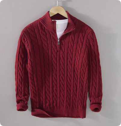 Victor – Men’s Half Turtleneck Thickened Zip-Up Sweater