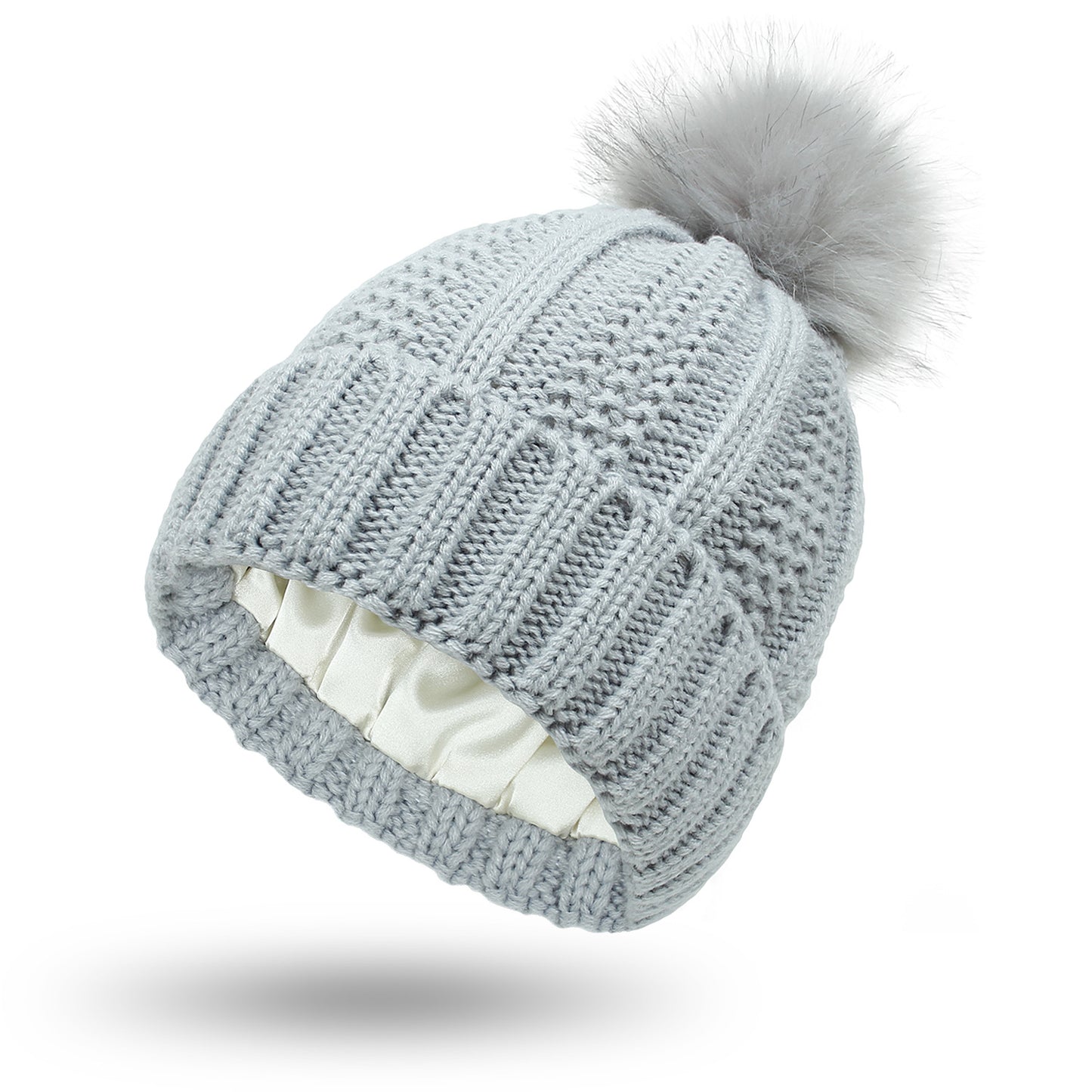 Aria – Winter Knitted Faux Fur Pom Pom Beanie Hat