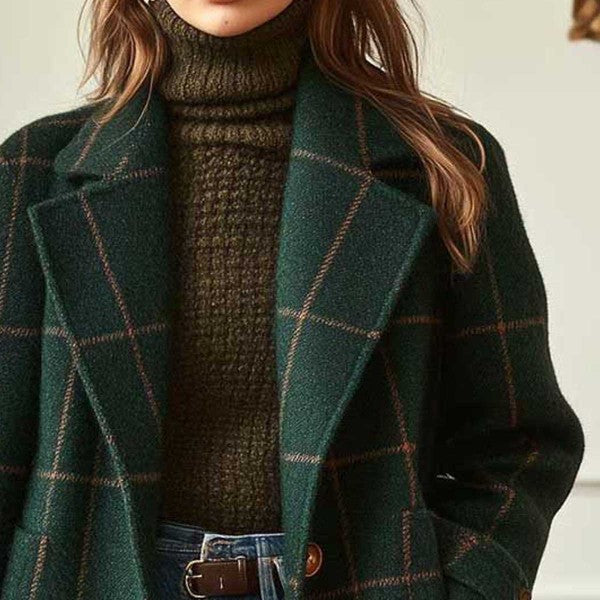 Rowan – Plaid Mid-Length Lapel Jacket