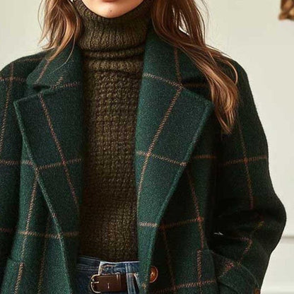 Rowan – Plaid Mid-Length Lapel Jacket