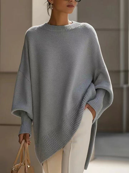 Mira – Thick Round-Neck Loose Knit Pullover Sweater