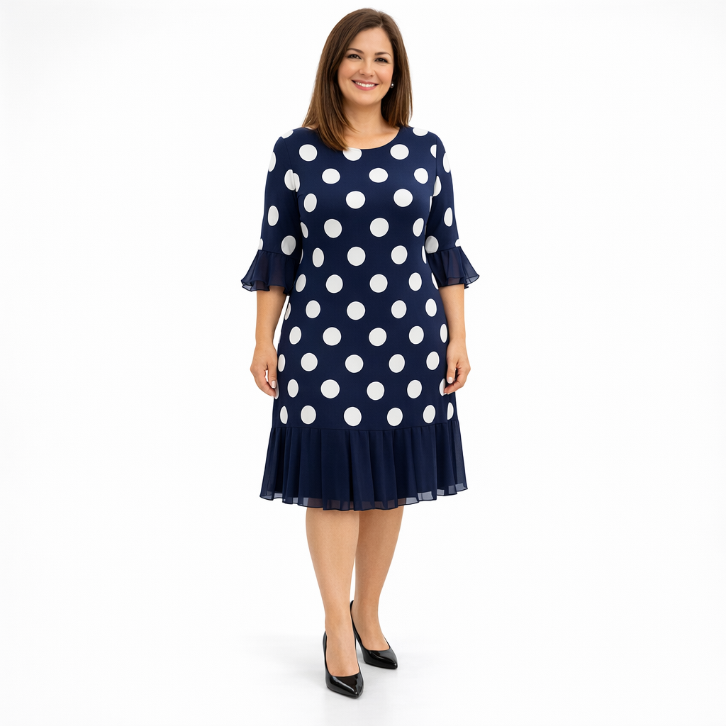 Isolde | Polka Dot Pleated Midi Dress