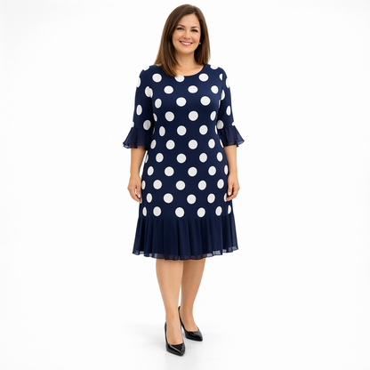 Isolde | Polka Dot Pleated Midi Dress