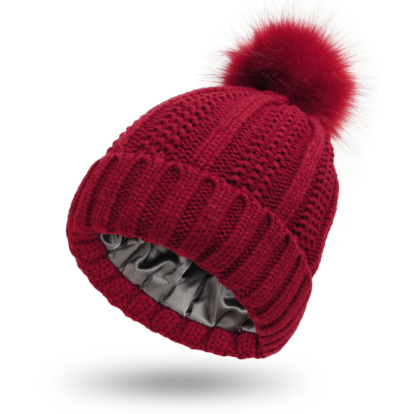 Aria – Winter Knitted Faux Fur Pom Pom Beanie Hat