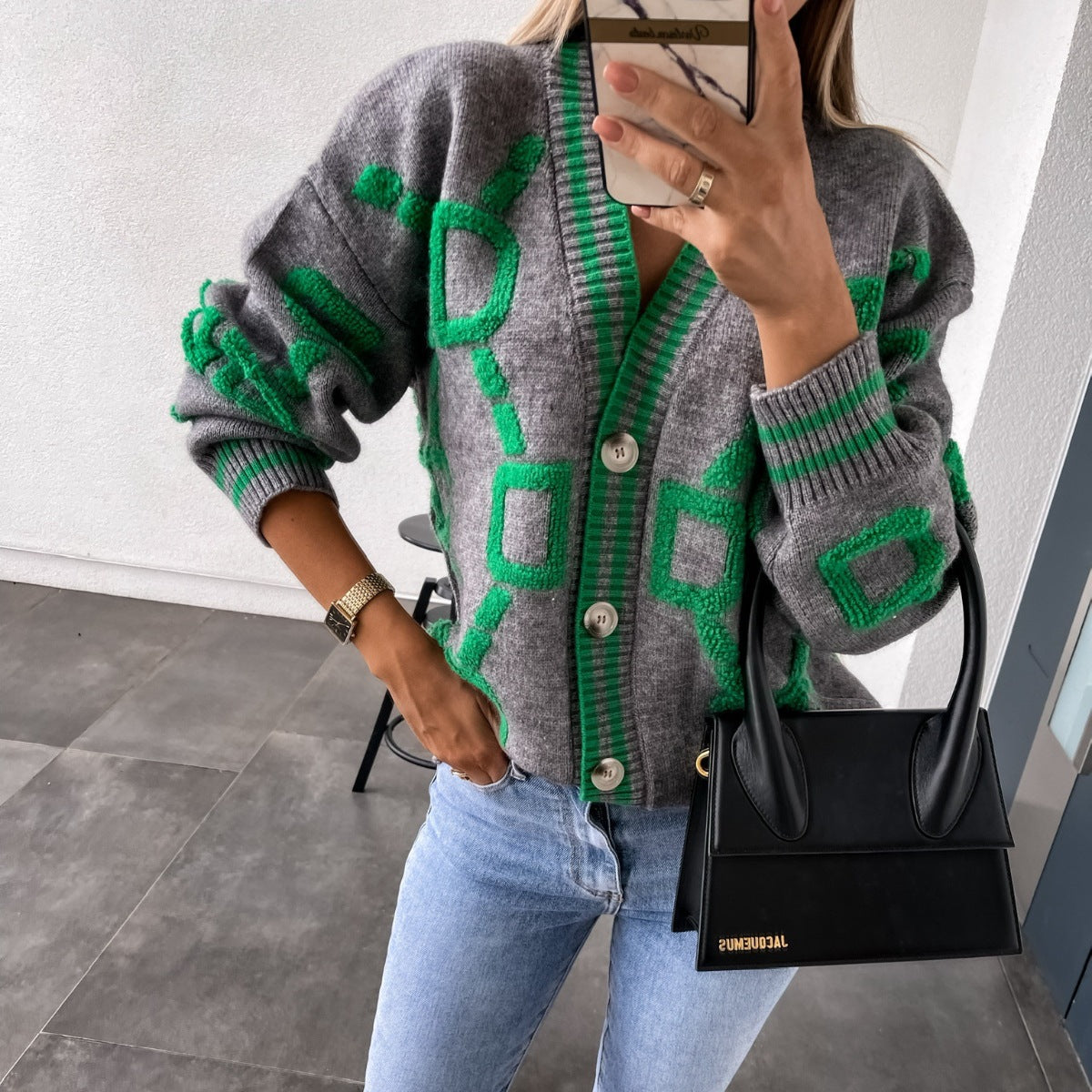 Etta | Graphic Knit Batwing Cardigan