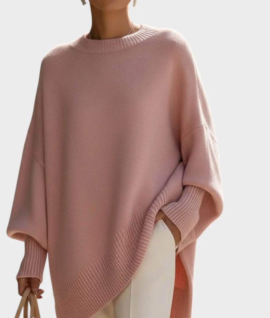 Mira – Thick Round-Neck Loose Knit Pullover Sweater