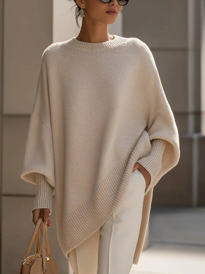 Mira – Thick Round-Neck Loose Knit Pullover Sweater