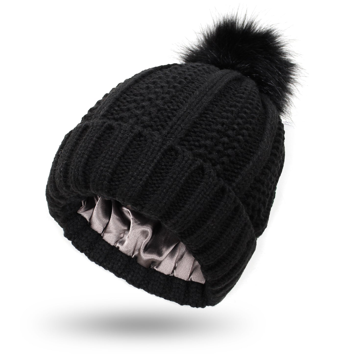 Aria – Winter Knitted Faux Fur Pom Pom Beanie Hat