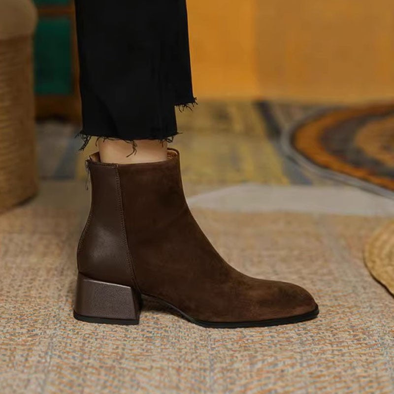 Margot – Suede Mid-Heel Retro Martin Boots for Women