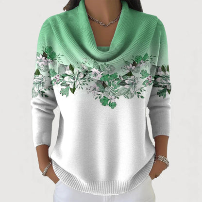 Elowen | Floral Cowl-Neck Knit Pullover