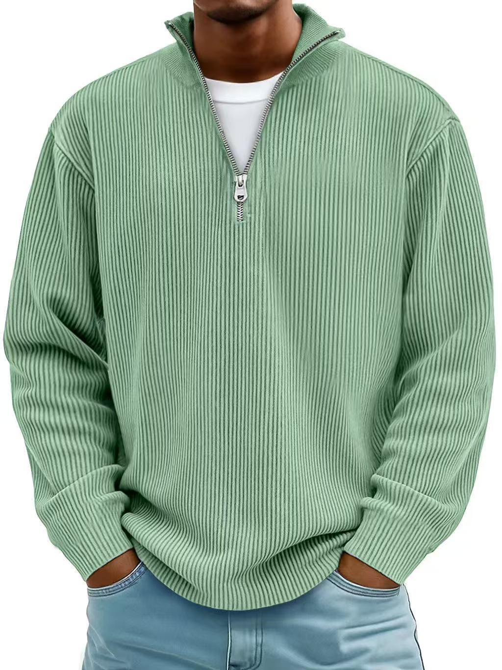 Evan – Corduroy Half-Zip Stand Collar Sweatshirt