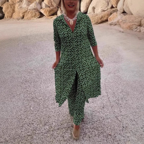 Sorelle | Retro Printed Button Suit
