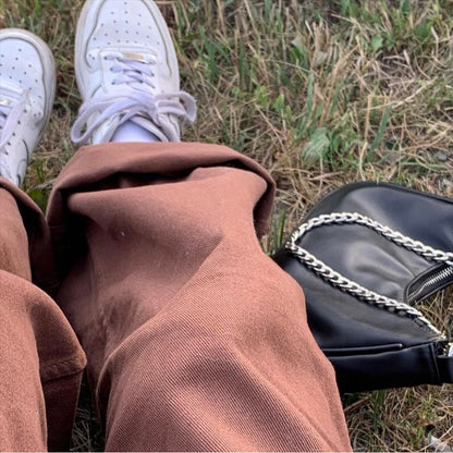 Hazel – Retro American High-Waist Brown Straight-Leg Jeans